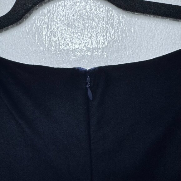 Eliza J Womens Size 8 Blue Velvet Cocktail Dress Pleated Chiffon Sleeves Holiday - Picture 7 of 16